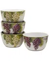Certified International Meadow Brook Vineyard Set Of 4 Ice Cream Bowl