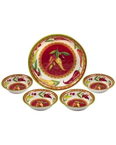 Certified International Melamine 5pc Red Hot Serving Set