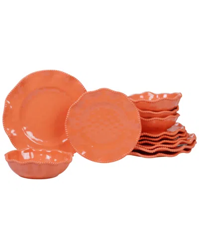 Certified International Melamine Perlette Coral 12pc Dinnerware Set