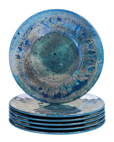 Certified International Melamine Set Of 6 Radiance Teal Salad Plates In Blue