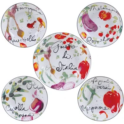 Certified International Melanzana 5 Piece Pasta Bowl Set In White;green;red