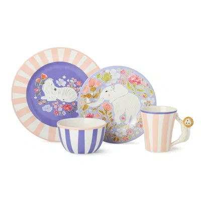 Certified International Menagerie 16-piece Ceramic Dinnerware Set, Service For 4 With Assorted Animal-themed Dinner Plates,  In Multicolored