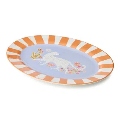 Certified International Menagerie Ceramic Oval Platter 16 X 12 Inches, Pastel Leopard‑themed Floral Serving Platter Ideal Fo In Multicolored