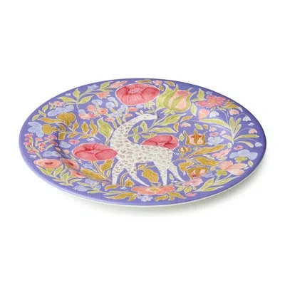 Certified International Menagerie Ceramic Round Platter 13 Inches, Pastel Giraffe‑themed Serving Platter With Floral Accents In Multicolored