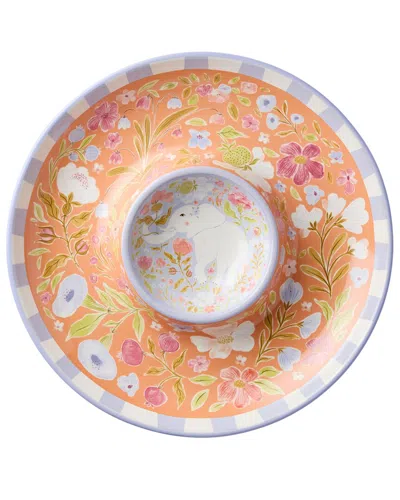 Certified International Menagerie Chip & Dip In Orange