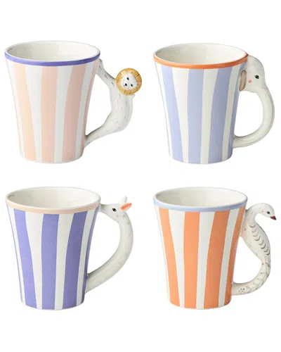 Certified International Menagerie Set Of 4 Mugs With 3d Handles In Multi