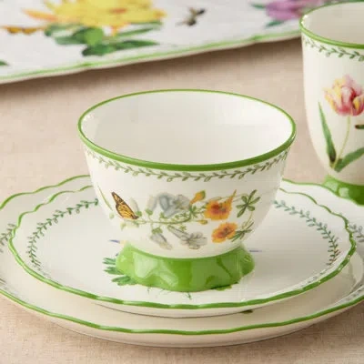 Certified International Mirabella Porcelain Footed Ice Cream Bowl Set Of 4, Elegant Lightweight Dessert Bowls With Artistic  In Multicolored