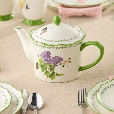 Certified International Mirabella Porcelain Teapot, Elegant Lightweight Teapot With Artistic Patterns, For Serving Tea, Herb In Multicolored