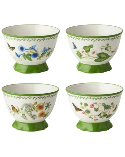 Certified International Mirabella Set Of 4 Footed Ice Cream Bowls In Green