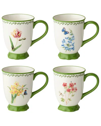 Certified International Mirabella Set Of 4 Footed Mugs In Green