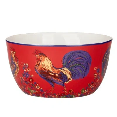 Certified International Morning Rooster Deep Bowl 11in Diam X 5.5in 198oz In Red