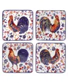 Certified International Morning Rooster Set Of 4 Canape Plates In Miscellaneous