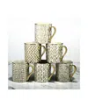 Certified International Mosaic 6-pc. Gold Plated Mugs In White,gold