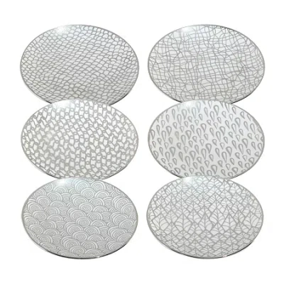 Certified International Mosaic Silver 6-pc. Porcelain Appetizer Plate In Gray