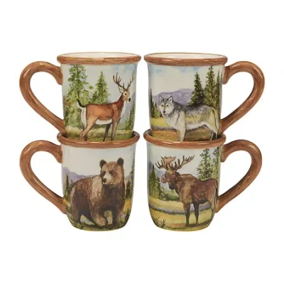 Certified International Mountain Summit 4-pc. Animal Coffee Mug In Brown