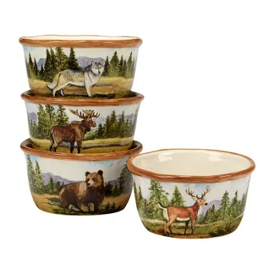 Certified International Mountain Summit 4-pc. Earthenware Ice Cream Bowl In Multi
