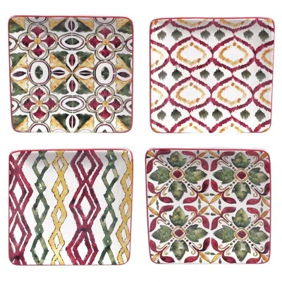 Certified International Napa Set/4 Canape Plates,  Asst. In Multicolor