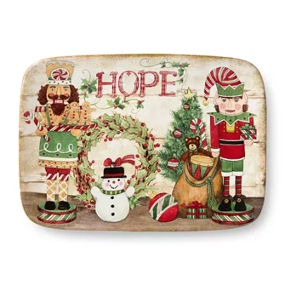 Certified International Nutcracker Parade Ceramic Serving Platter In Red