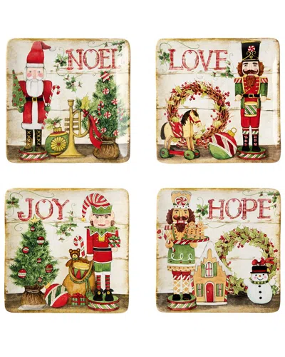 Certified International Nutcracker Parade Set Of 4 Dessert Plates In Multi