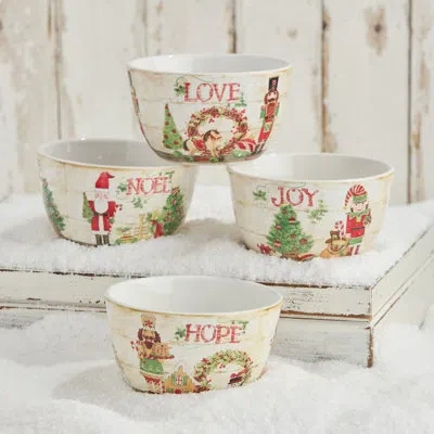 Certified International Nutcracker Parade Set Of 4 Ice Cream Bowls With Santa, Elf, Nutcracker And Holiday Art, Festive Chri In Brown;white;green;red