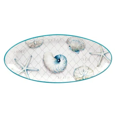 Certified International Ocean View Fish Platter In Blue;white