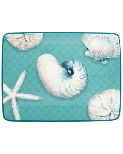 Certified International Ocean View Rectangular Platter In Blue