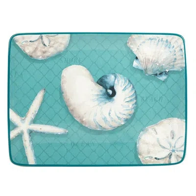 Certified International Ocean View Rectangular Platter In Blue;white