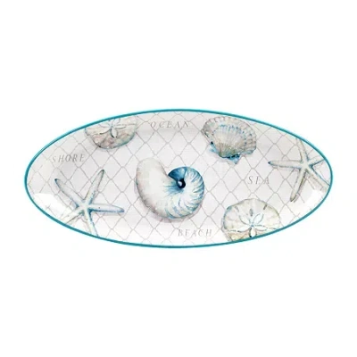 Certified International Ocean View Serving Platter In Blue