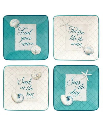 Certified International Ocean View Set Of 4 Canape Plates In Miscellaneous