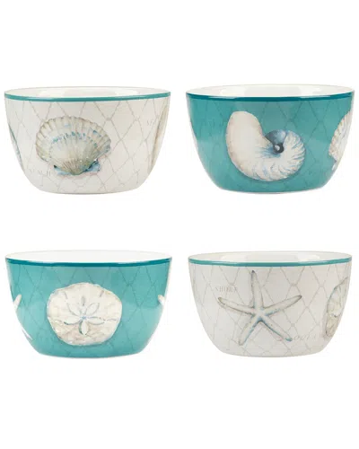Certified International Ocean View Set Of 4 Ice Cream Bowls In Green
