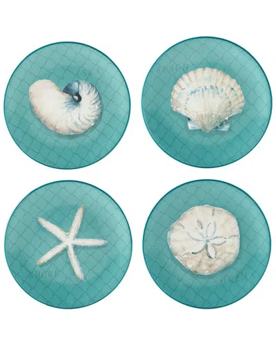 Certified International Ocean View Set Of 4 Salad Plates In Blue