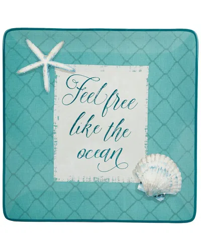 Certified International Ocean View Square Platter In Blue