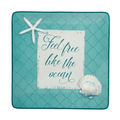 Certified International Ocean View Square Platter In Blue