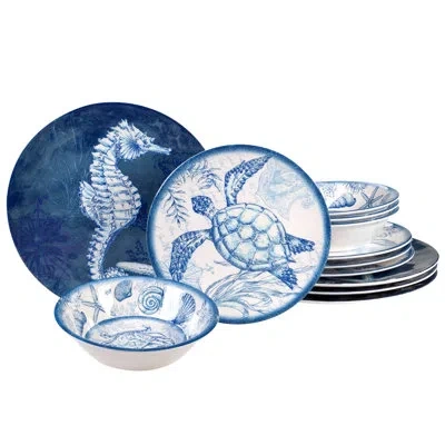Certified International Oceanic 12 Pc Dinnerware Set In Blue;white