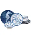 Certified International Oceanic 12pc Melamine Dinnerware Set In Blue