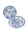 Certified International Oceanic Melamine 2-pc. Platter Set In Dark Blue,white