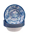 Certified International Oceanic Melamine 6-pc. All Purpose Bowls In Dark Blue,white
