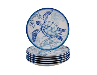 Certified International Oceanic Melamine 6-pc. Salad Plates In Dark Blue,white