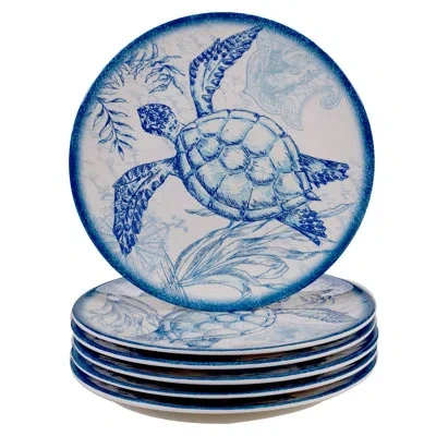 Certified International Oceanic Set/6 Salad Plate 9" In Blue;white