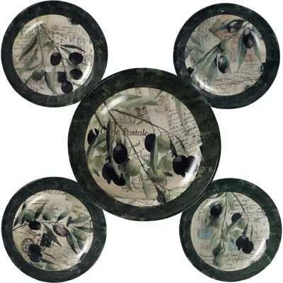 Certified International Olivia Pasta Bowl Set In Black;green