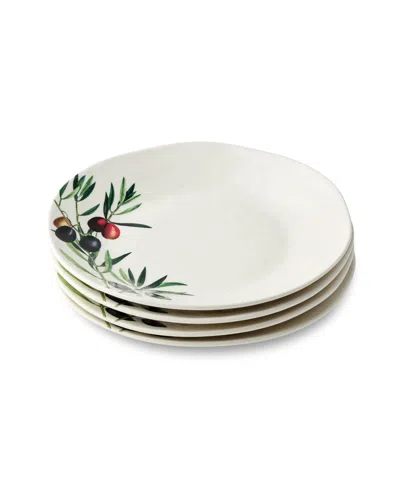 Certified International Olivia Salad Plates, Set Of 4, Service For 4 In White