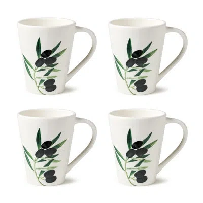 Certified International Olivia Set Of 4 Mug 18 oz In White;green