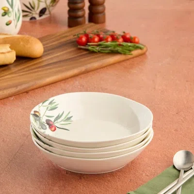 Certified International Olivia Set Of 4 Soup Bowl 9.5" X 2.25in In White;green