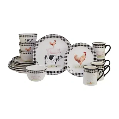 Certified International On The Farm 16-pc. Earthenware Dinnerware Set In White