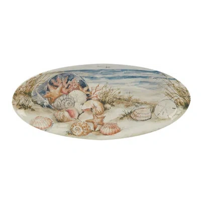 Certified International Oval Platter In Blue;brown;beige