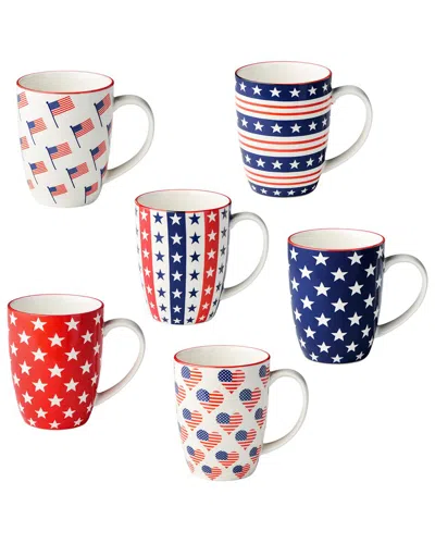 Certified International Patriotic Pad Print Set Of 6 Mugs In Multi