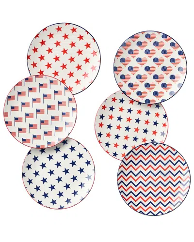 Certified International Patriotic Pad Print Set Of 6 Salad Plates In Multi