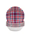 Certified International Patriotic Plaid Melamine All Purpose Bowl, Set Of 6 In Red
