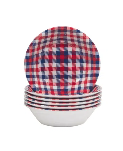 Certified International Patriotic Plaid Melamine All Purpose Bowl, Set Of 6 In Red