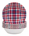 Certified International Patriotic Plaid Melamine All Purpose Bowls (set Of 6)